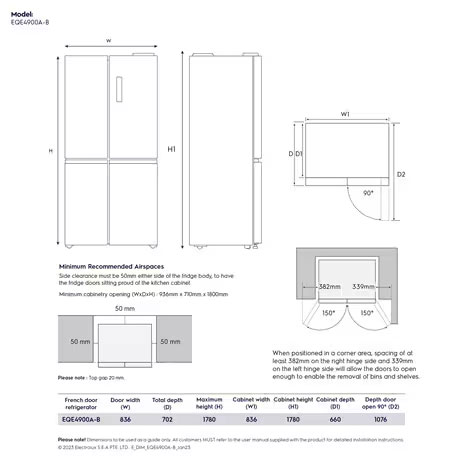 Electrolux Kulkas 4 pintu Multi Door UltimateTaste 496L - EQE4900A-B